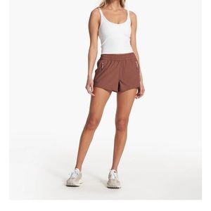 Vuori Womens Dash Short - burgundy color